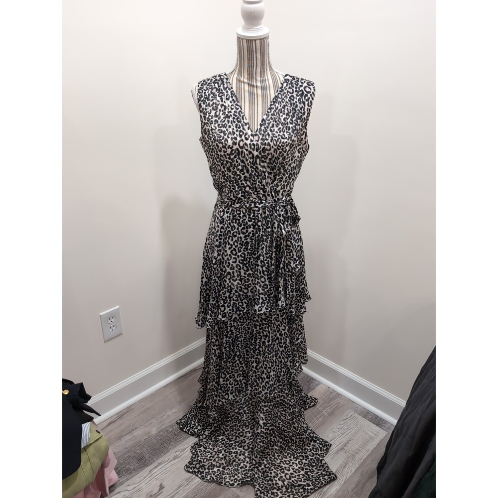 NWOTâ Tahari Arthur S Levine Dress Sz 6 Leopard Shimmer Sleeveless Tiered